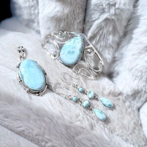 Matching Larimar 925 Sterling Silver Set